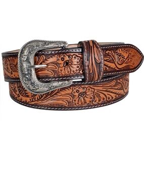 NWT Montauk Genuine Leather Western Belt  Brown  Cowboy Handcrafted M(34-36)